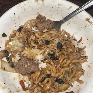 Noodles with a side of burnt grill!