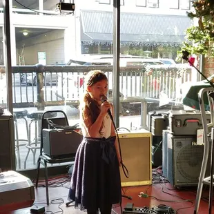 Kayla Dominguez from GK Music, performing at the Barking Dog in Modesto for a GK gig.