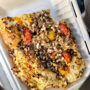 Shiitake mushroom &amp; tomato focaccia