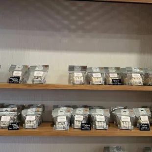 shelves of various types of cookies