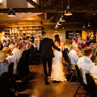 a bride and groom sharing a first dance