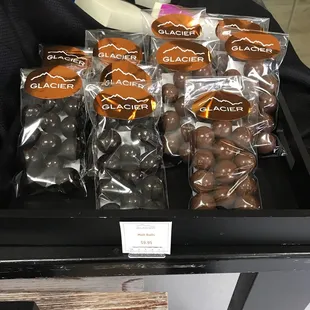 a variety of chocolates on display