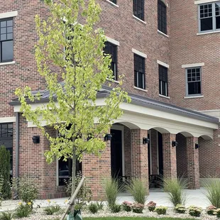 the outside of a brick building