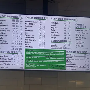 menu and prices