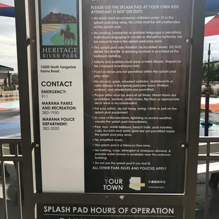 Rules and hours of op.