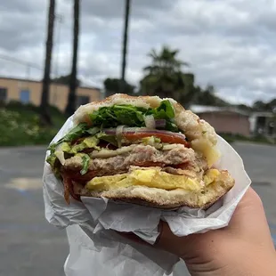 Deluxe breakfast sandwich + the works