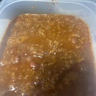 This is chili been frozen for 2 weeks (what the hell)