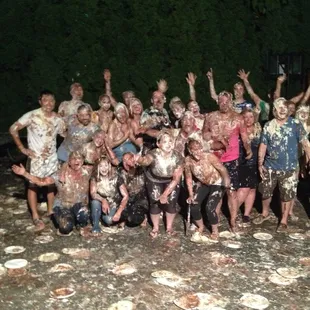 500 pies.   Pie Fight Charity night for Oregon Food Bank