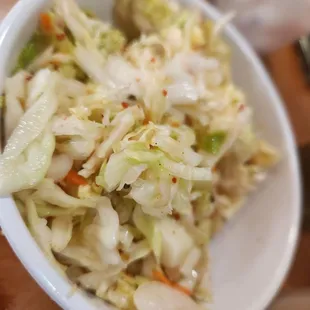 a bowl of coleslaw