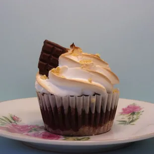 a cupcake on a plate