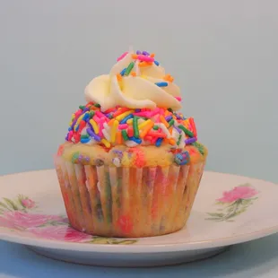 a cupcake on a plate