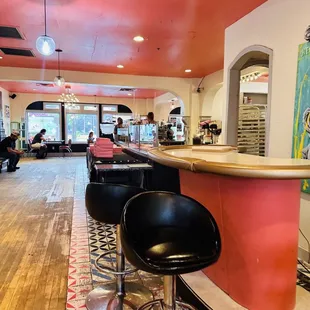 the interior of a diner