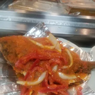 Fried whole tilapia fish