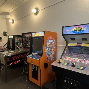 a row of arcade machines