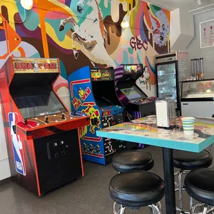 an arcade game room