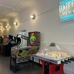 a row of pinball machines