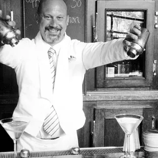 Bartender Rob making Glass Vodka Martinis at the Metropolitan Grill