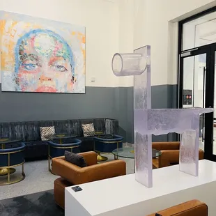 Peculiar dog glass statue