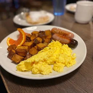 Eggs, sausage, and potatoes
