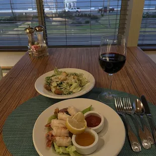 Shrimp Cocktail - Caesar Salad - J Lohr Red - Everything was delicious.