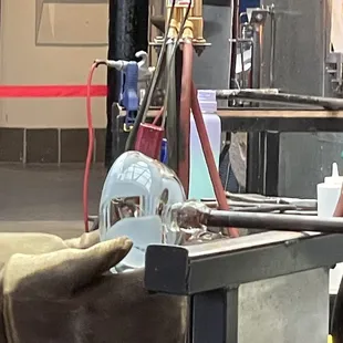 Getting ready to separate the bowl from the metal rod.