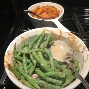 Sweet Potatoes and Green beans and mushrooms