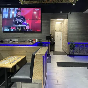 the bar and the tv
