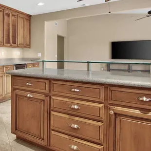 Heavy glass counter top for kitchen.