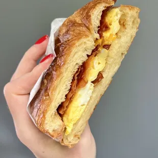 bacon, egg, and cheese croissant