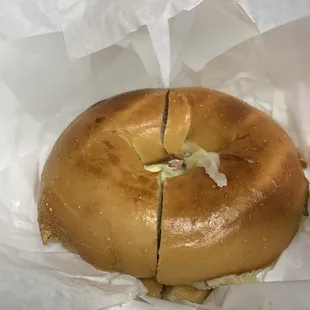 Bagel with Mayo, Egg, Mozzarella, Spinach and Mushroom