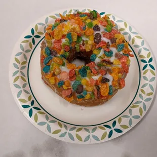 10/2/23 Vanilla Fruity Pebbles Doughnut