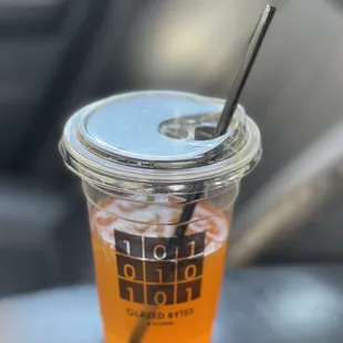 Passion Fruit Green Tea. Make sure to mix it because the syrup settles at the bottom.