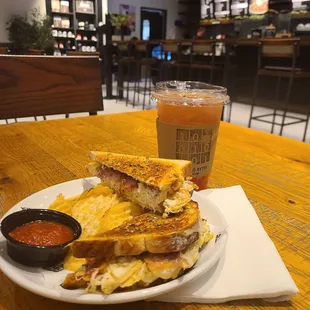 Grilled cheese chicken bacon ranch with hibiscus tea