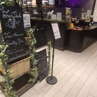 Front of shop with menu