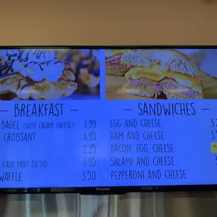 Breakfast and sandwiches