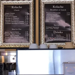 This is the menu. They no longer offer any of the cool items people have posted in the picture. It's now just a pretty basic donut shop.