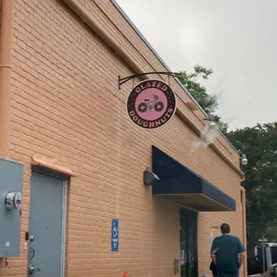 Waiting on the doors to open one morning.