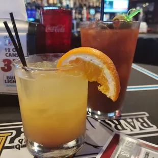 a drink with a slice of orange