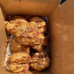 Maple bacon added chocolate syrup and peanut butter glaze