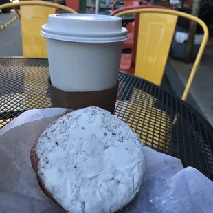 Cappuccino + vanilla cream donut