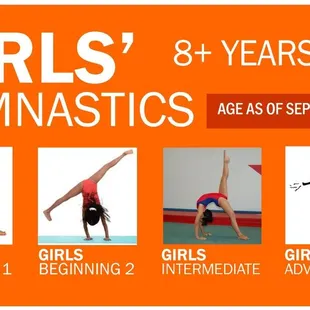 Have an 8yr old interested in girls gymnastics? We have class you're looking for. Go to our website for more information.