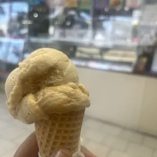 Sea Salt Caramel on a sugar cone