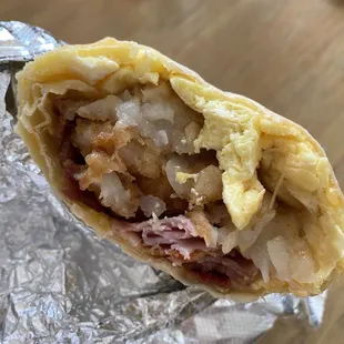 7. Ham, Bacon, Egg, and Cheese Burrito