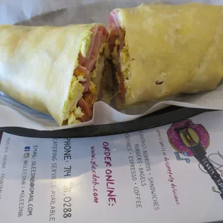 Ham, Bacon, Egg, and Cheese Sandwich