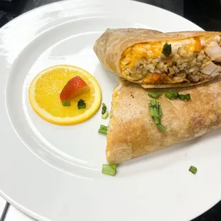 Special order chicken and rice burrito