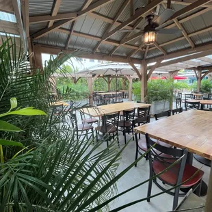 the outdoor dining area