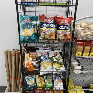 a rack of snacks