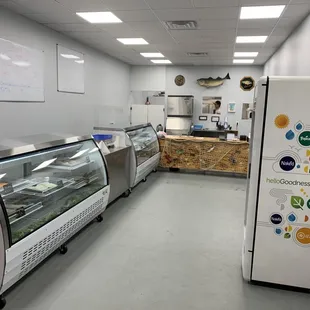 a refrigerated counter