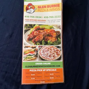 a menu for a restaurant