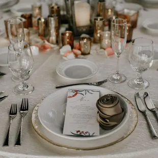 Every Wedding table setting is designed and planned out by on hands on planners! Let us help make your dream wedding come true!!